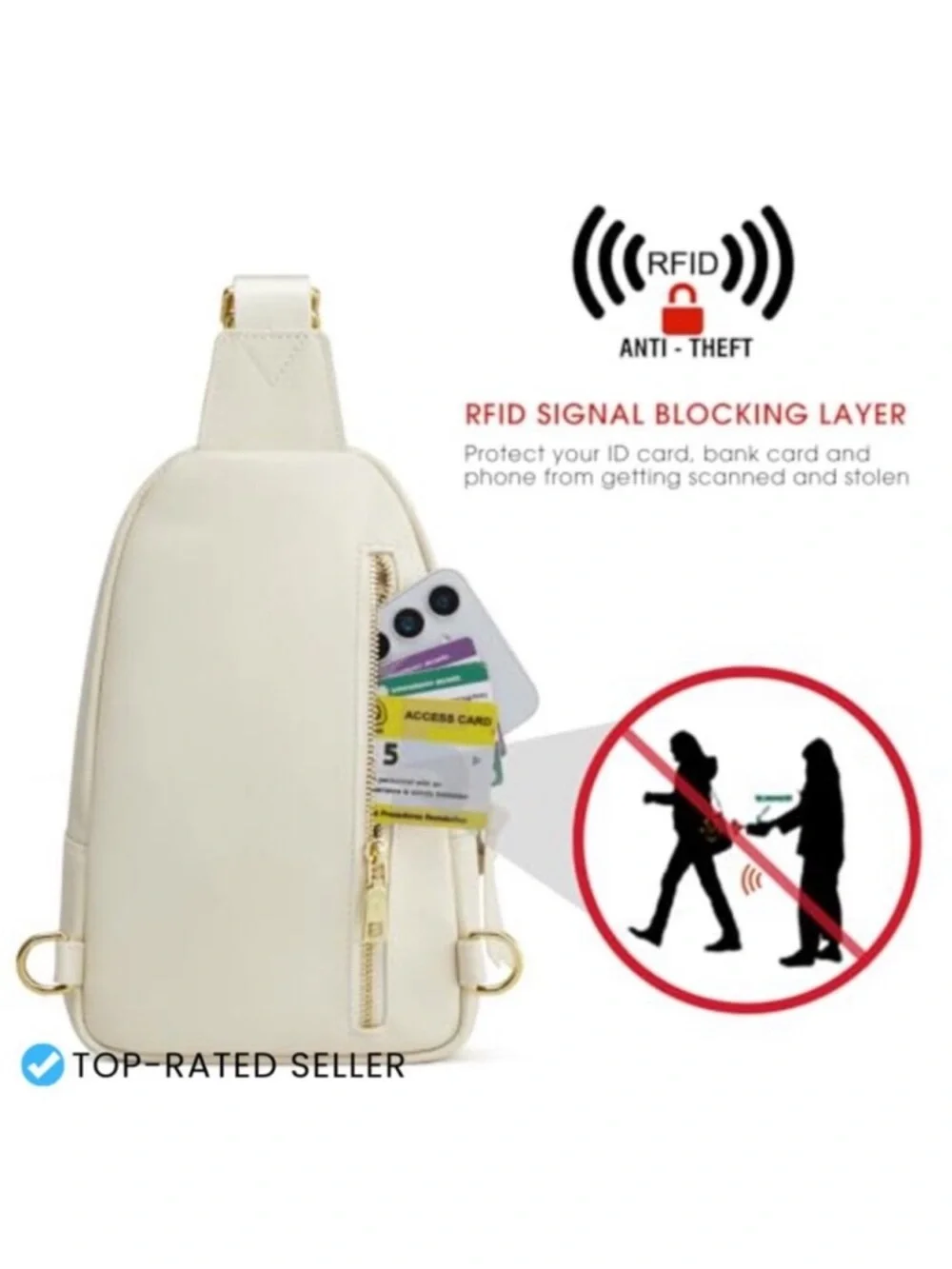 Leather Sling Bag Crossbody Fanny Pack RFID Blocking Minimal Chic Travel new
